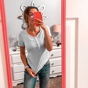 RALPH LAUREN Light Blue Button up Top